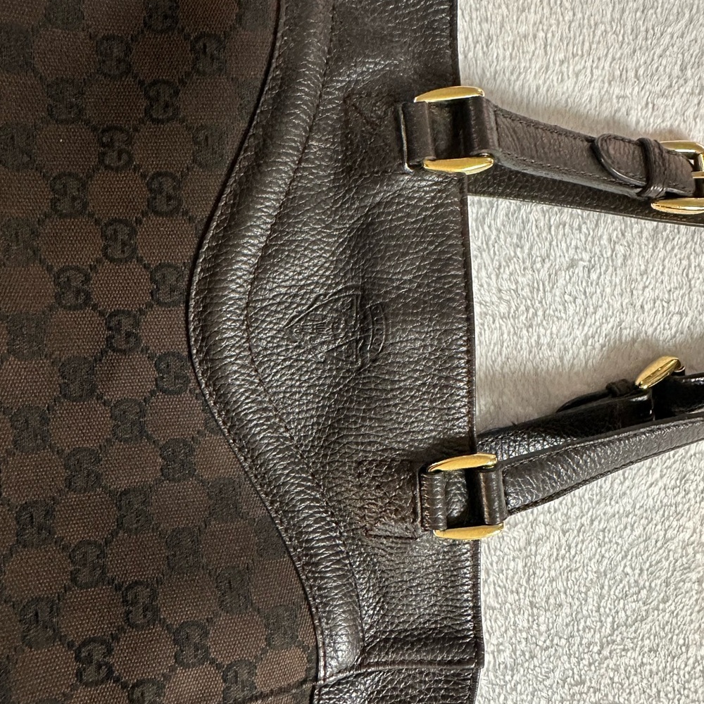 Gucci Chocolate Brown/Black Monogram Tote - Picture 3 of 12